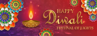 Mutlu Diwali vektör çizimleri. Hint Işık Festivali.