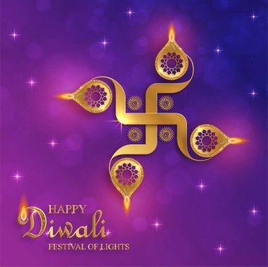 Mutlu Diwali vektör çizimleri. Hint Işık Festivali.
