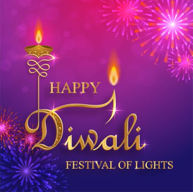 Mutlu Diwali vektör çizimleri. Hint Işık Festivali.