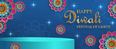 3D Podyum sahne tarzı, Diwali, Deepavali ya da Dipavali için, Hint ışık festivali