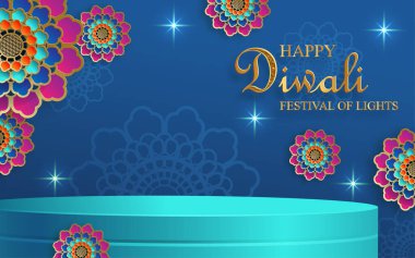 3D Podyum sahne tarzı, Diwali, Deepavali ya da Dipavali için, Hint ışık festivali