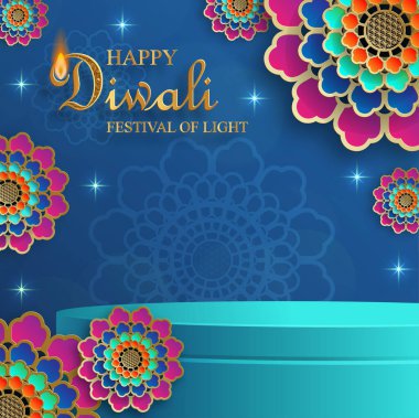 3D Podyum sahne tarzı, Diwali, Deepavali ya da Dipavali için, Hint ışık festivali