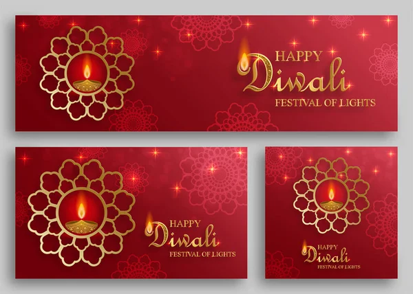 Heureuse Illustration Vectorielle Diwali Carte Festive Diwali Deepawali Fête Indienne — Image vectorielle