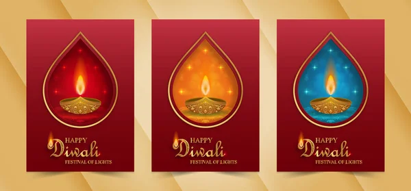 Heureuse Illustration Vectorielle Diwali Carte Festive Diwali Deepawali Fête Indienne — Image vectorielle