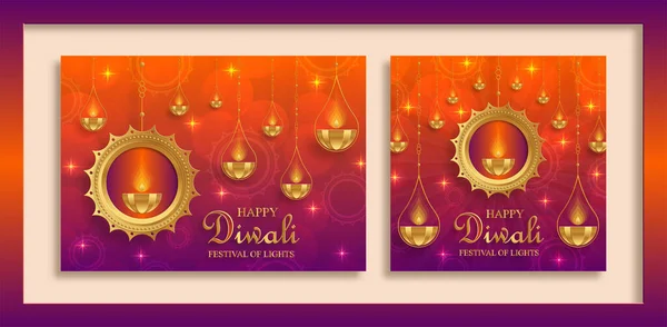 Glückliche Diwali Vektorillustration Festliche Diwali Und Deepawali Karte Das Indische — Stockvektor