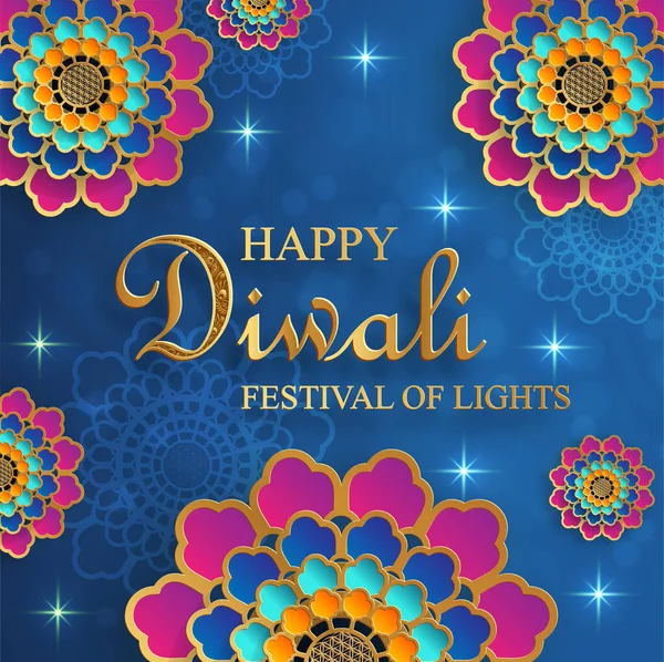 Bayram Diwali ve Deepawali kartı. Hint Işık Festivali
