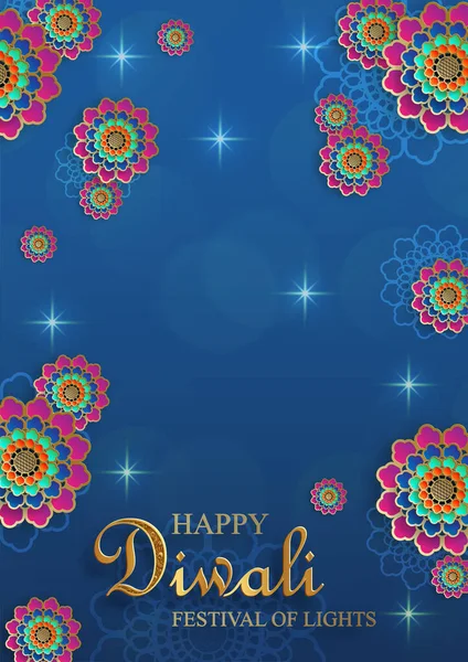 Cartão Festivo Diwali Deepawali Festival Indiano Luzes — Vetor de Stock