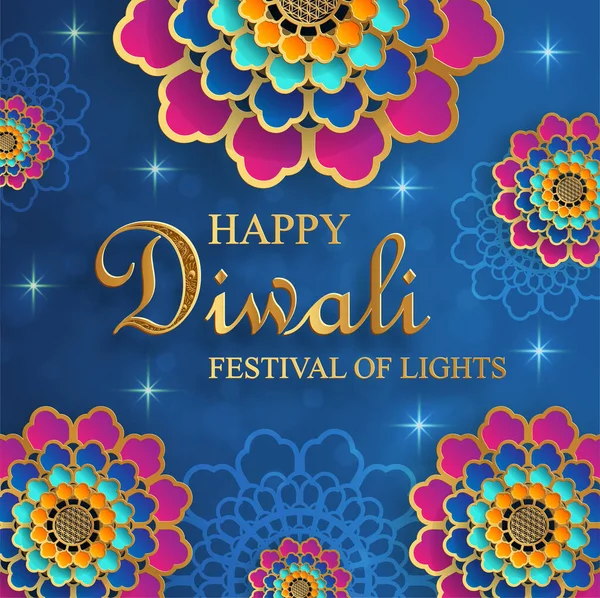 Bayram Diwali ve Deepawali kartı. Hint Işık Festivali