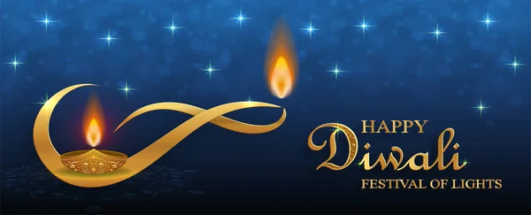 Biglietto Festivo Diwali Deepawali Festival Indiano Delle Luci — Vettoriale Stock
