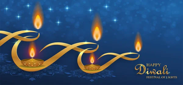 Ünnepi Diwali Deepawali Kártya Indián Fényfesztivál — Stock Vector