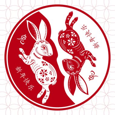 Mutlu Çin yeni yılı 2023 Zodiac Tavşan yılı tabelası