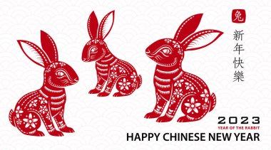 Mutlu Çin yeni yılı 2023 Zodiac Tavşan yılı tabelası