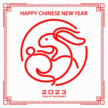 Mutlu Çin yeni yılı 2023 Zodiac Tavşan yılı tabelası