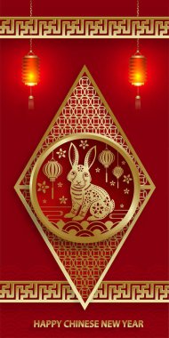 Mutlu Çin Yeni Yılı 2023 Tavşan Zodiac Tavşan yılı tabelası