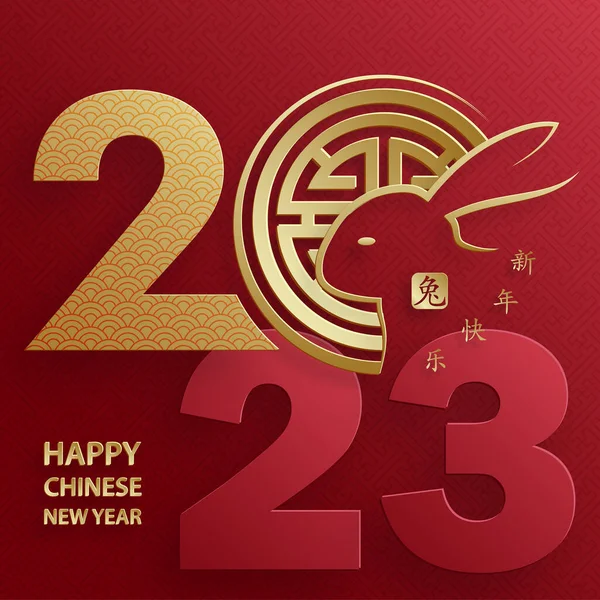Happy Chinese New Year 2023 Rabbit Zodiac Sign Year Rabbit — Stockový vektor