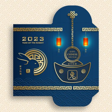 Çin yeni yılı 2023 şanslı kırmızı zarf para paketi Tavşan yılı için