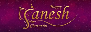 Altın Lordu Ganesha illüstrasyonlu Ganesh Chaturthi Festivali kutlu olsun.