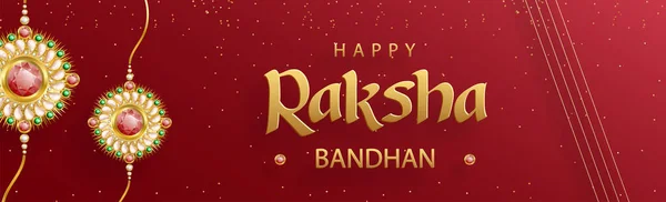 Happy Raksha Bandhan Indický Festival Prvky Rakhi Křišťál Barevném Pozadí — Stockový vektor