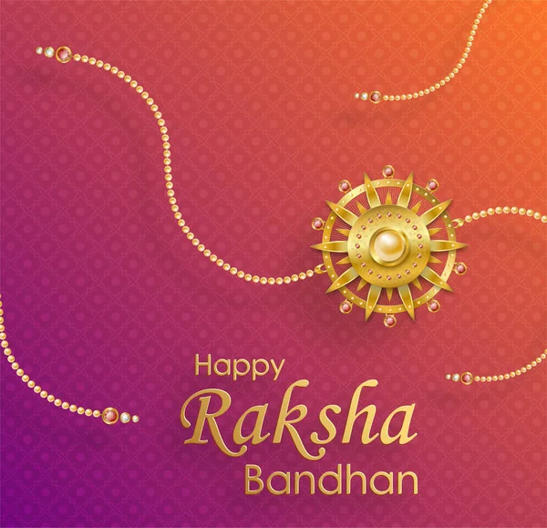 Happy Raksha Bandhan Indický Festival Prvky Rakhi Křišťál Barevném Pozadí — Stockový vektor