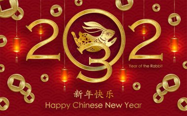 Mutlu Çin Yeni Yılı 2023 Tavşan Zodiac Tavşan yılı tabelası