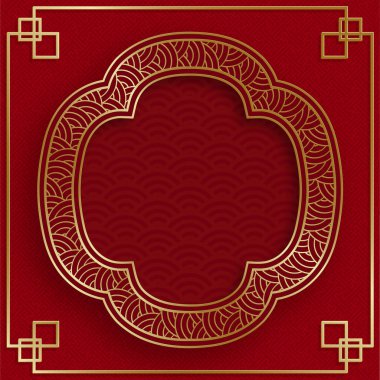 Doğu Asya kökenli Çin çerçevesi, düğün davetiyesi için, mutlu yıllar, mutlu yıllar, sevgililer günü, tebrik kartları, poster ya da web afişi.