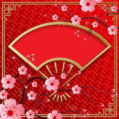 Doğu Asya kökenli Çin çerçevesi, düğün davetiyesi için, mutlu yıllar, mutlu yıllar, sevgililer günü, tebrik kartları, poster ya da web afişi.