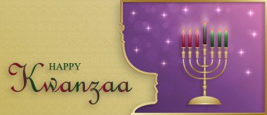 Kwanzaa bayramı için güzel ve yaratıcı sembolleri ve altın kağıt kesim tarzıyla Mutlu Kwanzaa kartları