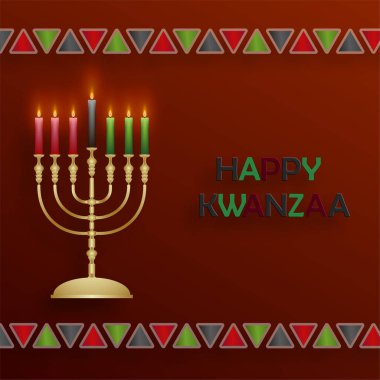Kwanzaa bayramı için güzel ve yaratıcı sembolleri ve altın kağıt kesim tarzıyla Mutlu Kwanzaa kartları