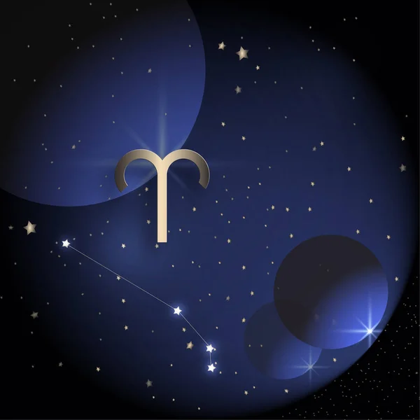 Horoscope Zodiac Belier Constellation Simple Icon Dark Blue Color Background — Stock Vector