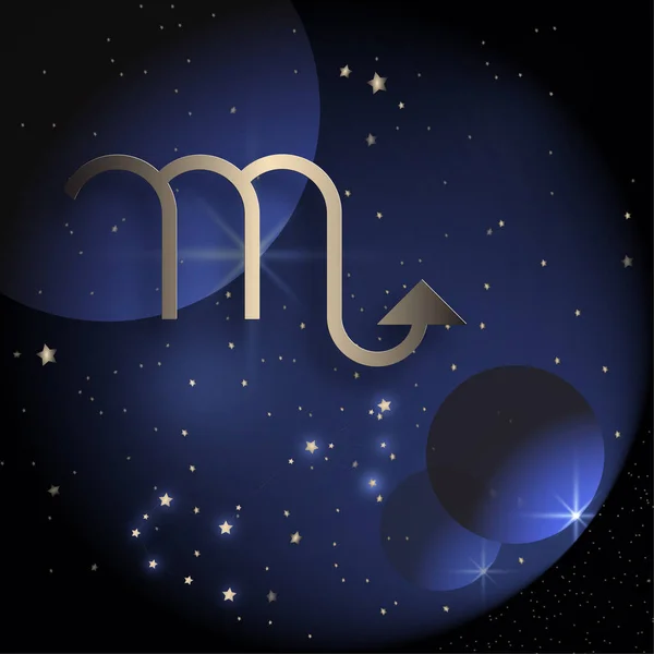黄道带天蝎座 暗蓝色背景上的简单图标 — 图库矢量图片
