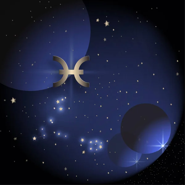 Horoscope Zodiac Pices Constellation Simple Icon Dark Blue Color Background — Stock Vector