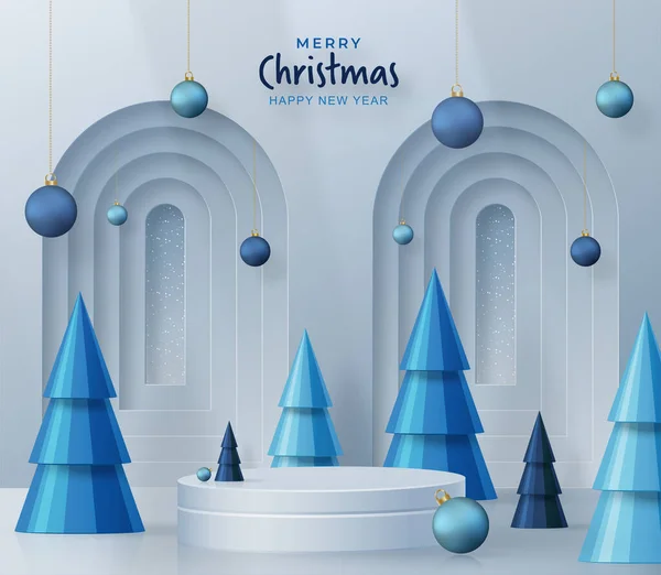 Joyeux Noël Motif Festif Avec Des Boules Noël Des Flocons — Image vectorielle