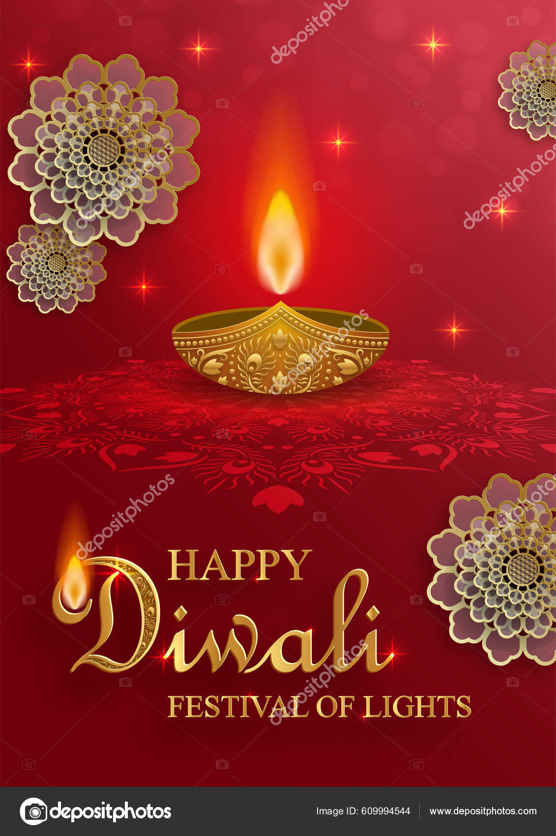 Diya Lamp Fire Lighting Diwali Deepavali Dipavali Indian Festival Lights  Stock Vector Image by © #609994544