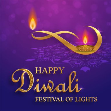 Mutlu Diwali vektör çizimleri. Bayram Diwali ve Deepawali kartı. Hint renk arkaplan ışık festivali