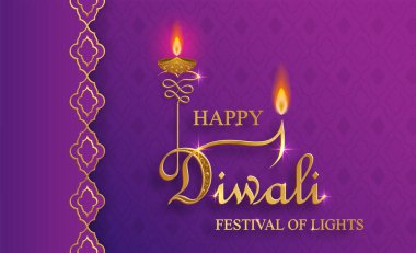 Mutlu Diwali vektör çizimleri. Bayram Diwali ve Deepawali kartı. Hint Işık Festivali