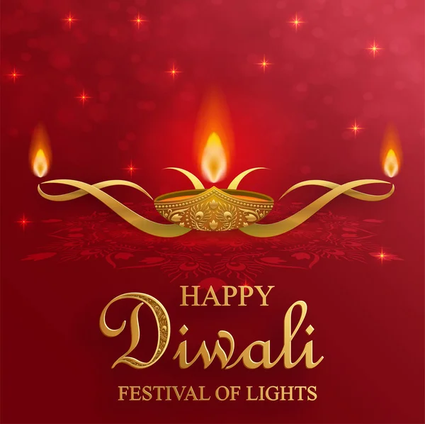 Diya Lampe Mit Feuerbeleuchtung Für Diwali Deepavali Oder Dipavali Das — Stockvektor