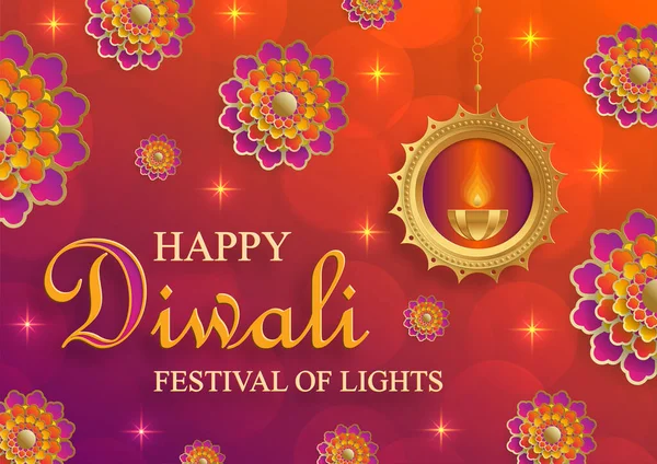 Happy Diwali Vector Illustration Festive Diwali Deepawali Card Indian Festival — Stock Vector