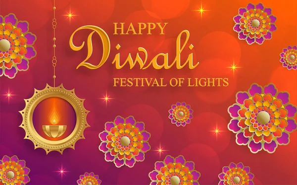Happy Diwali Vector Illustration Festive Diwali Deepawali Card Indian Festival — Stock Vector