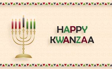 Kwanzaa bayramı için güzel ve yaratıcı sembolleri ve altın kağıt kesim tarzıyla Mutlu Kwanzaa kartları