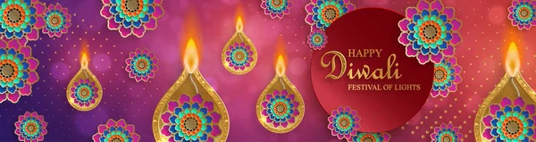 Festliche Diwali Und Deepawali Karte Das Indische Lichterfest — Stockvektor