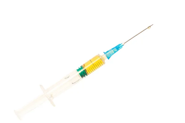 Spritze Mit Impfstoff Isoliert Auf Weißem Hintergrund — Stockfoto