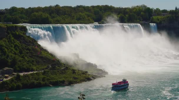 Řeka Niagara Niagarské Vodopády Pohled Duhového Mostu Video — Stock video