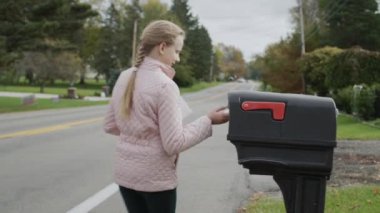 The child sends a letter, puts it in a mailbox by the road. US Post.