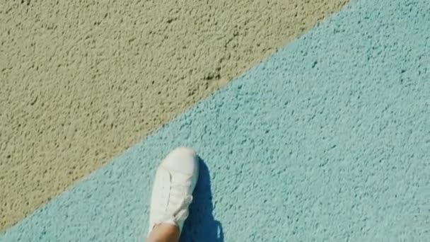 Legs Sports Shoes Step Striped Stadium Cover — Video Stock
