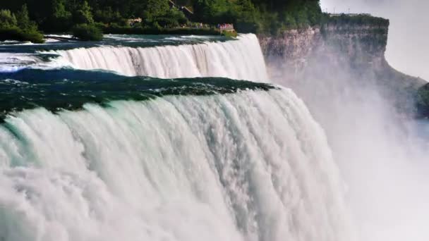 Wasserströme Der Niagarafälle Die Wunderschöne Natur Amerikas Und Kanadas Ein — Stockvideo