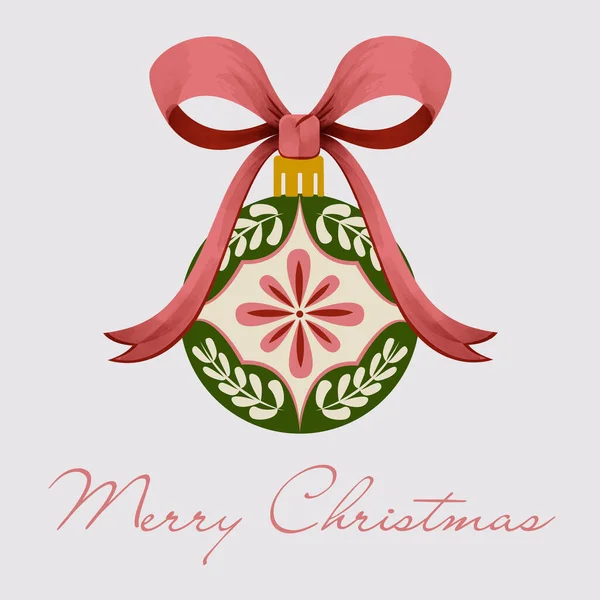 Fiyonklu bir Noel oyuncağı. Noel için vektör tebrik kartı