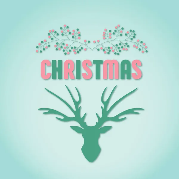 Geyik boynuzu ve dalları olan bir Noel şablonu. Noel Geyiği