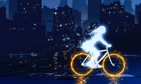Красива Дівчина Велосипедом Ілюстрація Стокове Зображення