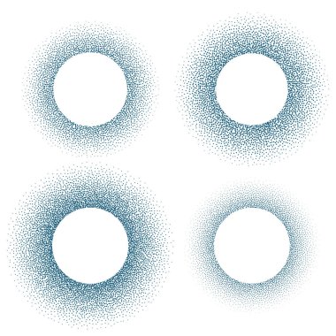 Yarım ton vektör çember çerçeve, logo amblemi, tıbbi, tedavi ve kozmetik için tasarım unsuru. Yuvarlak arka plan. Vektör illüstrasyonu