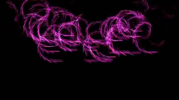 Вращение Фиолетовых Элементов Черном Фоне Бесшовный Цикл — стоковое видео